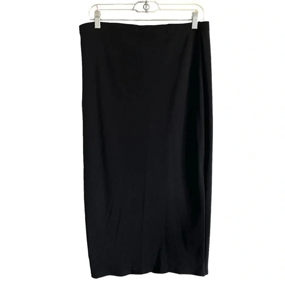 vintage MM BY KRIZIA Black Ribbed Pull On Skirt Size Large NWT - Picture 1 of 11